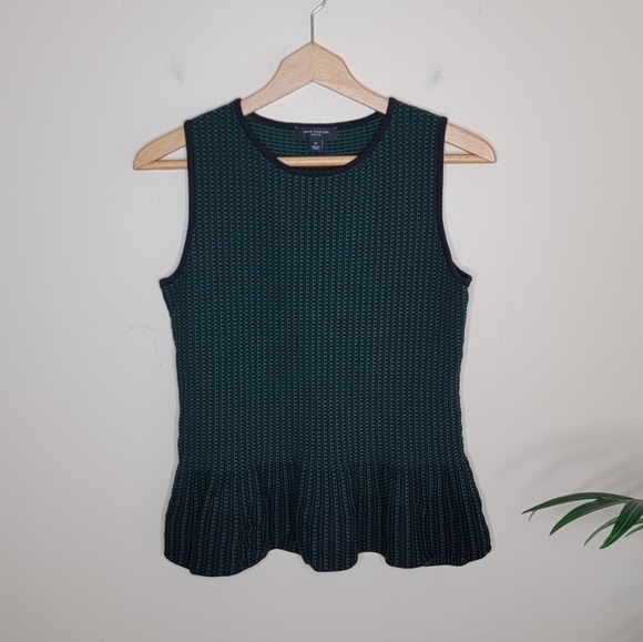 Ann Taylor | Petite Green Black Peplum Tank Top Size Medium petite MP - Picture 1 of 4
